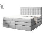 Boxspringbett 180x200 cm, Ehebett, Hotelbett, Kopfteil mit Knopfheftung, PARIS 4K