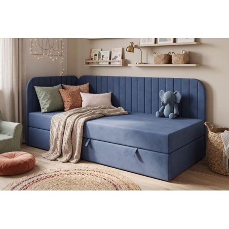 Modernes Einzelbett 80x200 cm mit Bettkasten, abgerundete Seitenteile, INTARO A28