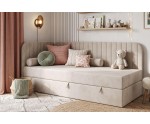 Eckbett 100x200 cm mit Bettkasten, abgerundete Seitenteile, INTARO A28