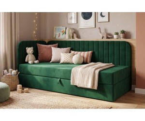 Jugendbett 120x200 cm mit Bettkasten, abgerundete Seitenteile, INTARO A28