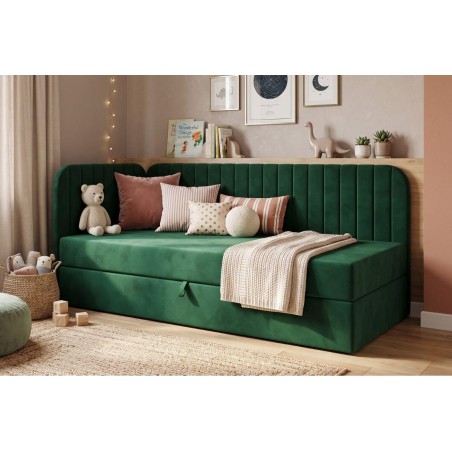 Jugendbett 120x200 cm mit Bettkasten, abgerundete Seitenteile, INTARO A28