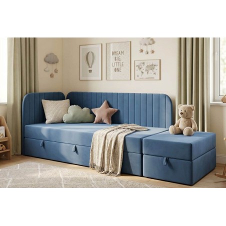 Kontinentalbett 90x200 cm für Jugendzimmer mit Sitzpuff, INTARO A28