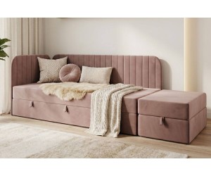 Eckbett 120x200 cm für Jugendzimmer mit Sitzpuff, INTARO A28