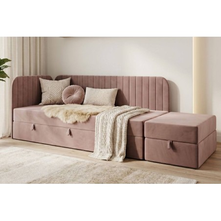 Eckbett 120x200 cm für Jugendzimmer mit Sitzpuff, INTARO A28