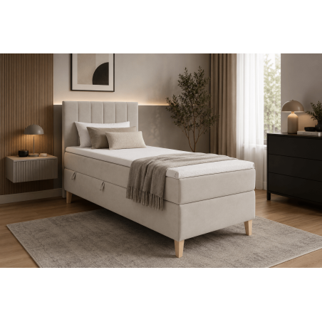 Jugendbett 80x200 cm, Einzelbett mit Bettkasten auf Füßen, INTARO A10