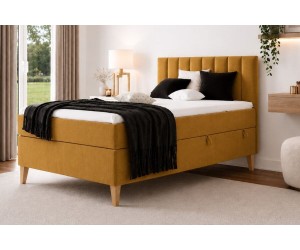 Boxspringbett 120x200 cm, Einzelbett mit Bettkasten, auf Füßen, INTARO A10