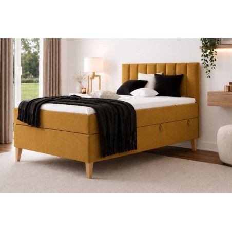Boxspringbett 120x200 cm, Einzelbett mit Bettkasten, auf Füßen, INTARO A10