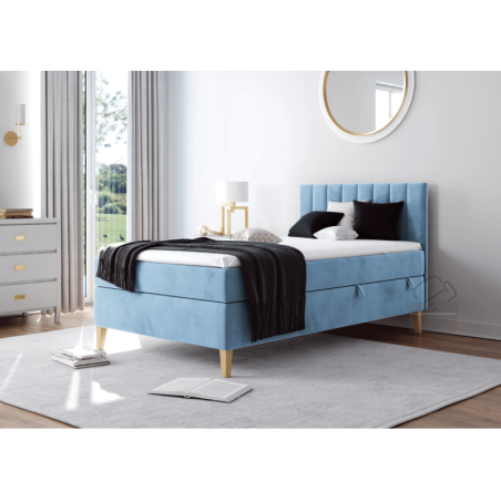 Boxspringbett 80x180 cm, Einzelbett mit Bettkasten, auf Füßen, INTARO A10
