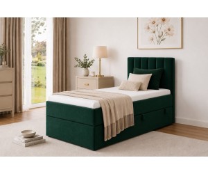 Boxspringbett 80x180 cm, Einzelbett mit Bettkasten, Gleitfüße, Einzelbett INTARO A10