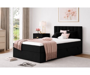 Einzelbett 80x200 cm, Boxspringbett mit Bettkasten, Gleitfüße, INTARO A10