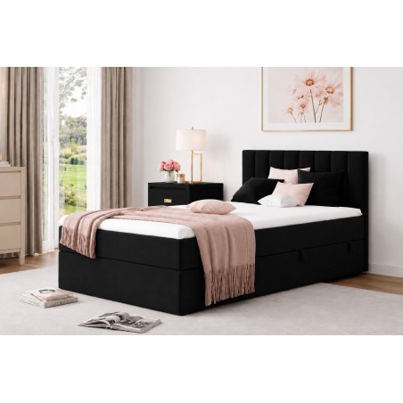 Einzelbett 80x200 cm, Boxspringbett mit Bettkasten, Gleitfüße, INTARO A10