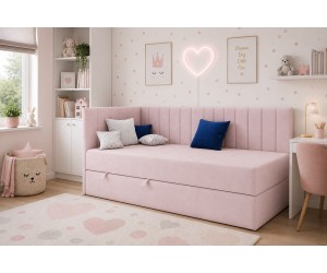 Singlebett 100x200 cm, Polsterbett mit Bettkasten, Jugendbett INTARO A27