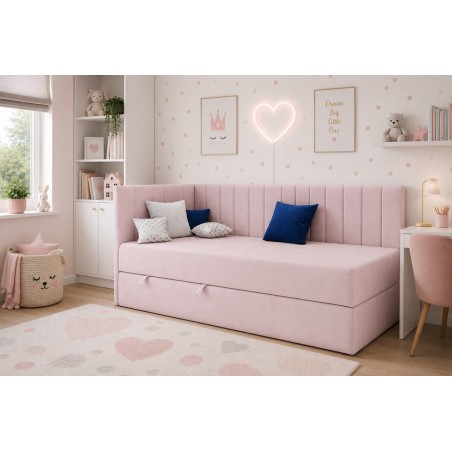 Singlebett 100x200 cm, Polsterbett mit Bettkasten, Jugendbett INTARO A27