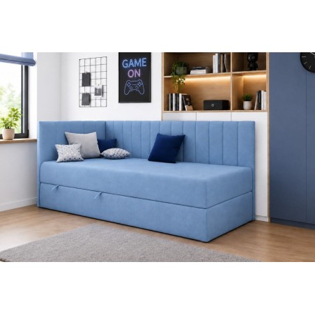 Eckbett 120x200 cm, Jugendbett mit Bettkasten, Singlebett INTARO A27