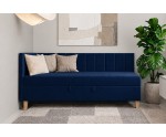 Singlebett 120x200 cm auf Holzfüßen, Kopfteil und Seitenblende mit vertikalen Nähten, INTARO A16