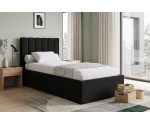 Einzelbett 120x200 cm für Jugendzimmer mit Bettkasten, Lattenrost, vertikale Nähte, vom Fußteil geöffnet, AZURO S04 Einzelbett 120x200 cm für Jugendzimmer mit Bettkasten, Lattenrost, vertikale Nähte, vom Fußteil geöffnet, AZURO S04