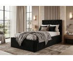 Gepolstertes Bett 120x200 cm für kleine Schlafzimmer, vom Fußteil geöffnet, AZURO S10
