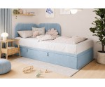 Einzelbett 90x200 cm mit Bettkasten, gepolstertes Eckbett universal, KEVIN 2R