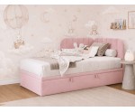 Einzelbett 90x200 cm mit Bettkasten, gepolstertes Eckbett universal, KEVIN 2R