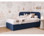 Einzelbett 90x200 cm mit Bettkasten, gepolstertes Eckbett universal, KEVIN 2R