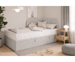 Bequemes Polsterbett 120x200 cm mit Bettkasten, gepolstertes Eckbett universal, mit vertikaler Steppung, KEVIN 2R Bequemes Polsterbett 120x200 cm mit Bettkasten, gepolstertes Eckbett universal, mit vertikaler Steppung, KEVIN 2R