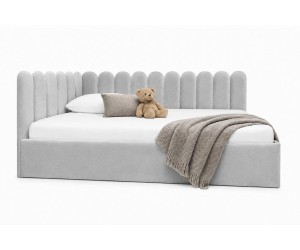 Jugendbett 120x200 cm mit Kopfteil im Zaun-Design und Stauraum, Singlebett LILO SM 02