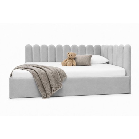 Jugendbett 120x200 cm mit Kopfteil im Zaun-Design und Stauraum, Singlebett LILO SM 02