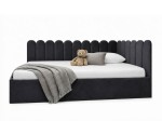 Jugendbett 120x200 cm mit Kopfteil im Zaun-Design und Stauraum, Singlebett LILO SM 02