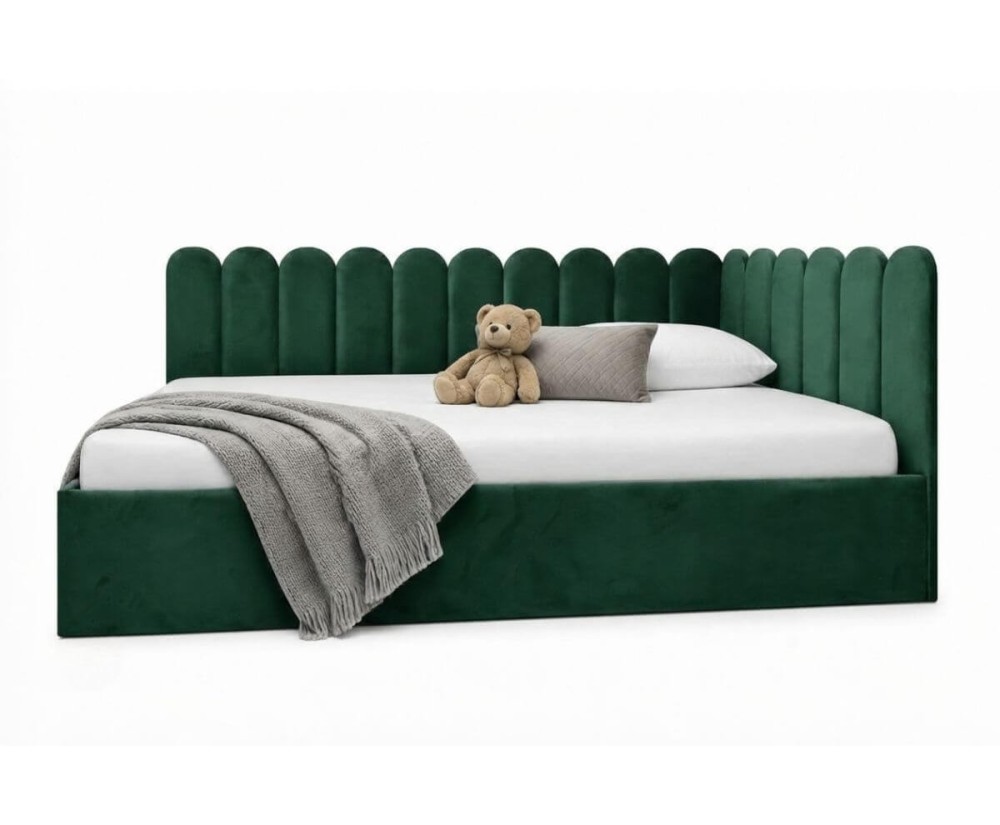 Jugendbett 120x200 cm mit Kopfteil im Zaun-Design und Stauraum, Singlebett LILO SM 02