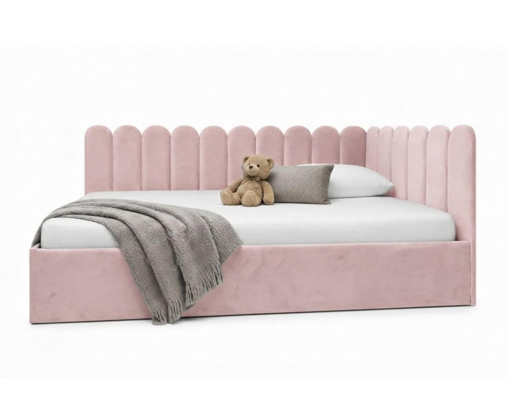Jugendbett 120x200 cm mit Kopfteil im Zaun-Design und Stauraum, Singlebett LILO SM 02