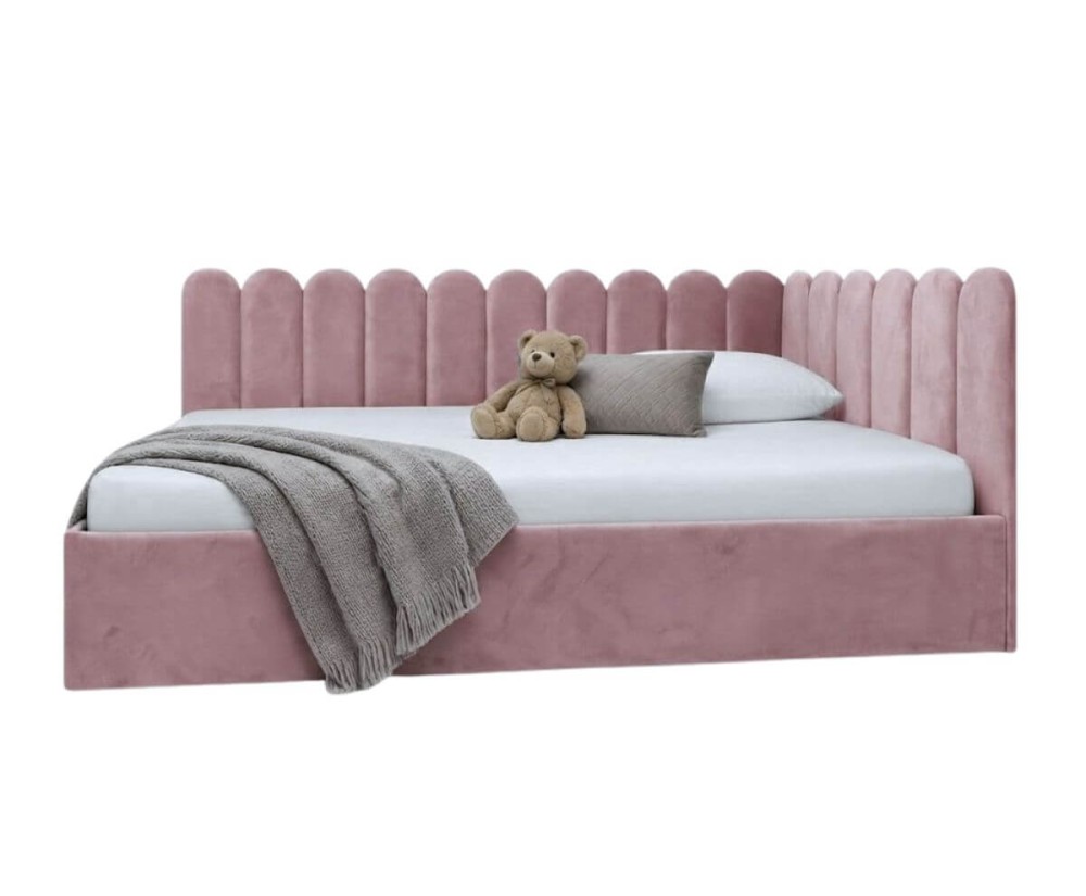 Jugendbett 120x200 cm mit Kopfteil im Zaun-Design und Stauraum, Singlebett LILO SM 02