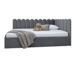 Jugendbett 120x200 cm mit Kopfteil im Zaun-Design und Stauraum, Singlebett LILO SM 02