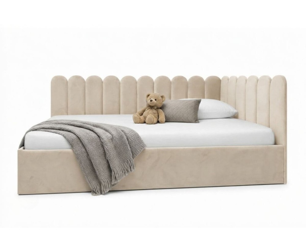 Jugendbett 120x200 cm mit Kopfteil im Zaun-Design und Stauraum, Singlebett LILO SM 02 Jugendbett 120x200 cm mit Kopfteil im Zaun-Design und Stauraum, Singlebett LILO SM 02