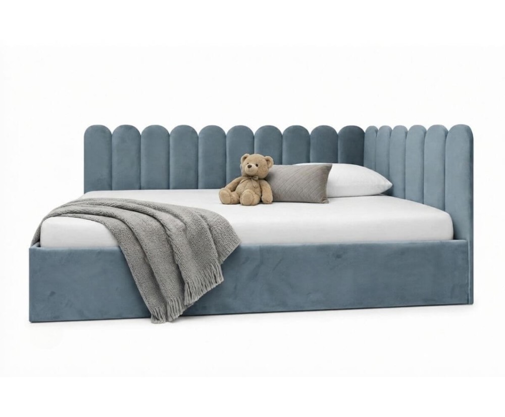 Jugendbett 120x200 cm mit Kopfteil im Zaun-Design und Stauraum, Singlebett LILO SM 02 Jugendbett 120x200 cm mit Kopfteil im Zaun-Design und Stauraum, Singlebett LILO SM 02