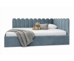 Jugendbett 120x200 cm mit Kopfteil im Zaun-Design und Stauraum, Singlebett LILO SM 02 Jugendbett 120x200 cm mit Kopfteil im Zaun-Design und Stauraum, Singlebett LILO SM 02