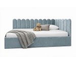 Jugendbett 120x200 cm mit Kopfteil im Zaun-Design und Stauraum, Singlebett LILO SM 02