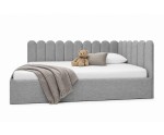 Jugendbett 120x200 cm mit Kopfteil im Zaun-Design und Stauraum, Singlebett LILO SM 02