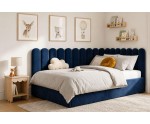 Jugendbett 120x200 cm mit Kopfteil im Zaun-Design und Stauraum, Singlebett LILO SM 02