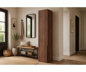 Stilvoller Hochschrank 40 cm breit mit praktischen Einlegeböden, Mehrzweckschrank, Garderobenschrank in Nussbaum Warmia, KABO S1
