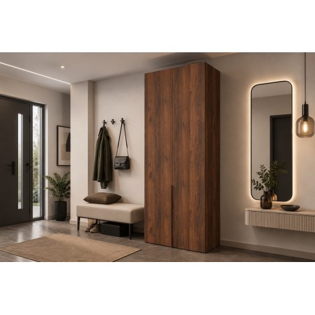 Zweitüriger Schrank 240 cm hoch für den Flur, Mehrzweckschrank, Garderobenschrank in Nussbaum Warmia, KABO S2