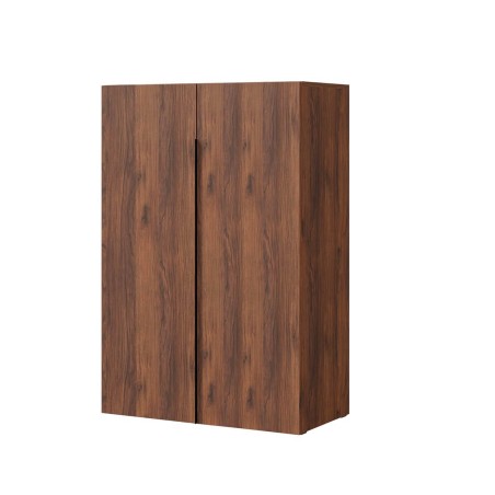 Schmale zweitürige Kommode 80 cm breit mit schwarzen Griffen, Sideboard in Nussbaum Warmia, KABO K1