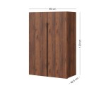 Schmale zweitürige Kommode 80 cm breit mit schwarzen Griffen, Sideboard in Nussbaum Warmia, KABO K1