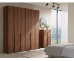Schmale zweitürige Kommode 80 cm breit mit schwarzen Griffen, Sideboard in Nussbaum Warmia, KABO K1