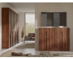 Schmale zweitürige Kommode 80 cm breit mit schwarzen Griffen, Sideboard in Nussbaum Warmia, KABO K1