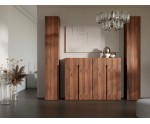 Schmale zweitürige Kommode 80 cm breit mit schwarzen Griffen, Sideboard in Nussbaum Warmia, KABO K1