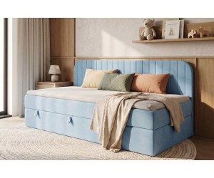Einzelbett 80x200 cm für Jugendliche, mit Bettkasten, Seitenblende abgerundet, MACIUS 2M