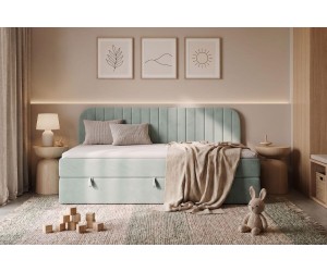 Jugendbett 90x200 cm mit Bettkasten, Seitenblende abgerundet, MACIUS 2M