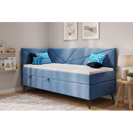 Modernes Einzelbett 90x200 cm mit Bettkasten und Matratze, GEOMETRIC 3M