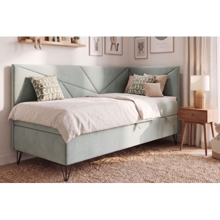 Modernes Polsterbett 100x200 cm mit Bettkasten und Matratze, GEOMETRIC 3M