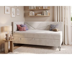 Jugendbett 120x200 cm mit Bettkasten und Matratze, GEOMETRIC 3M